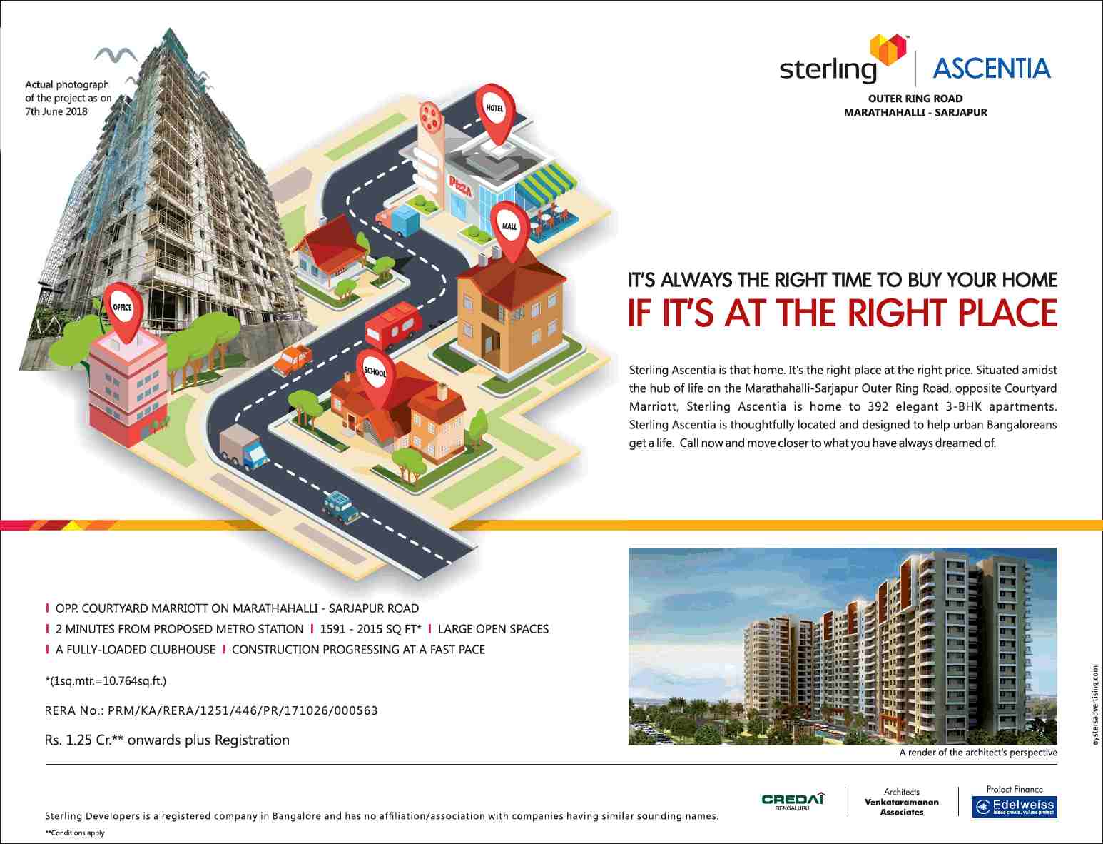 Book elegant homes starting at Rs. 1.25 cr. at Sterling Ascentia in Bangalore